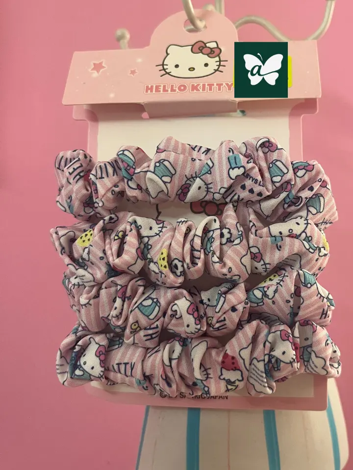 Hello Kitty Pink Striped Scrunchie Set 1x4