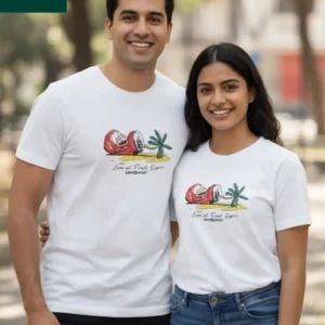 White sand Printed Cotton Tshirt