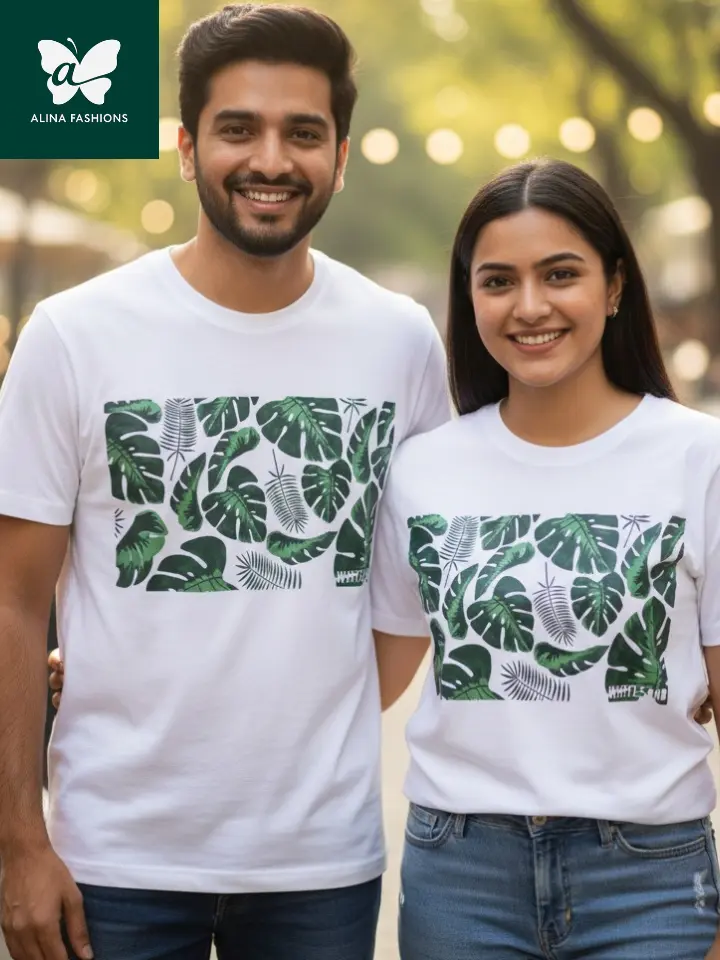 White sand Tshirt Abstract Cotton Print