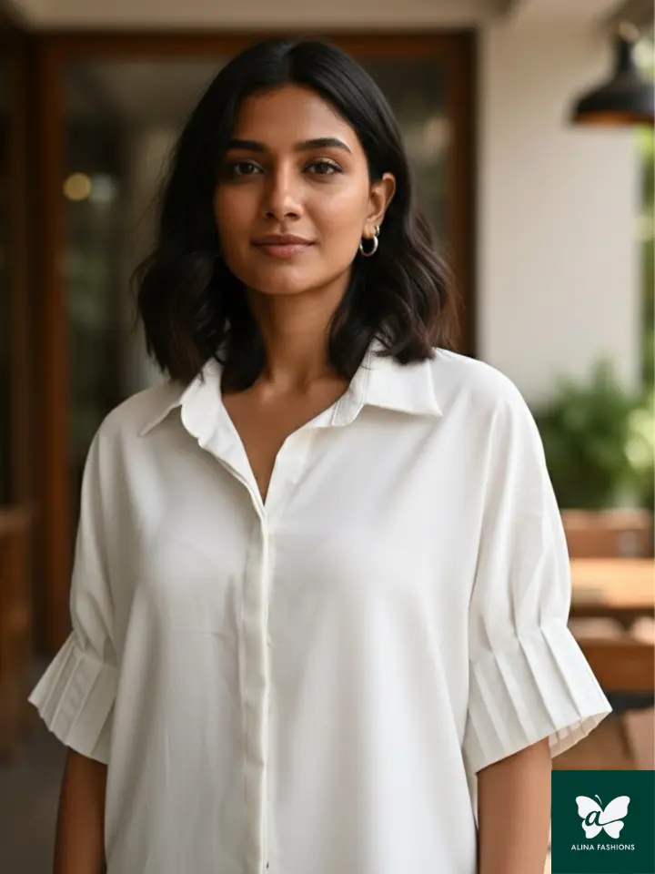 Bangkok Breeze Linen Blend Pleated Top - Image 2