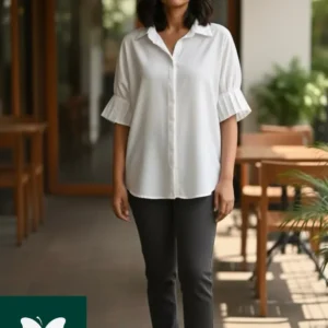 Bangkok Breeze Linen Blend Pleated Top