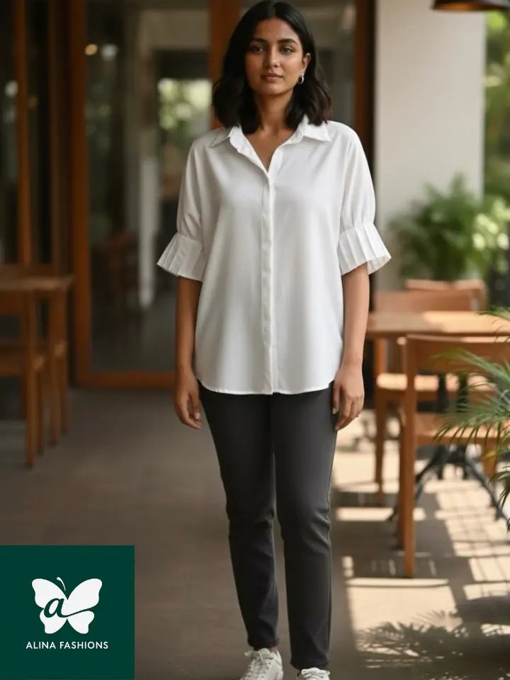 Bangkok Breeze Linen Blend Pleated Top