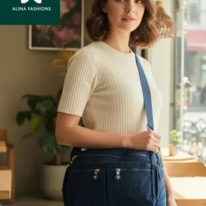 Medium Black Sling Bag with Organizer Pockets