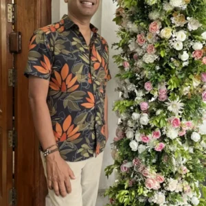 Floral shirt Bangkok Bloom: Silk-Satin Elegance