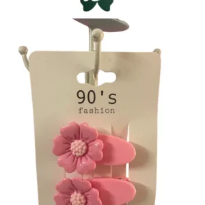 Darker Blush Pink Flower Snap Clips (Set of 2)