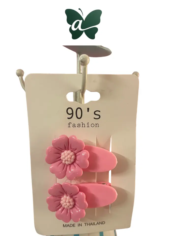 Darker Blush Pink Flower Snap Clips (Set of 2)