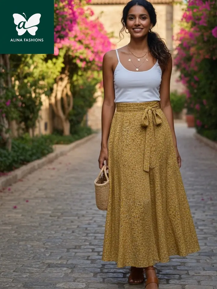 Thai Linen Foldable Skirt Pure Linen Comfort