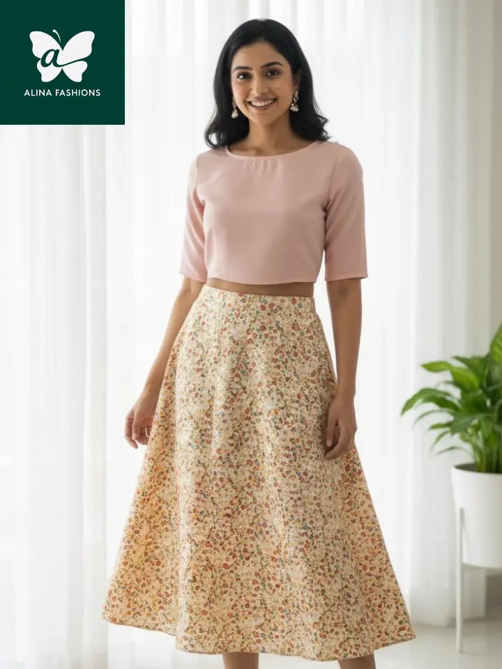 Airy Floral Thai Linen Foldable Skirt