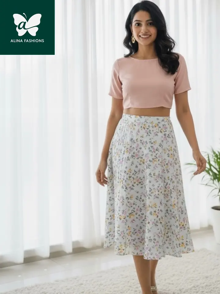 Small Flower Print & Easy Foldaway Design Skirt