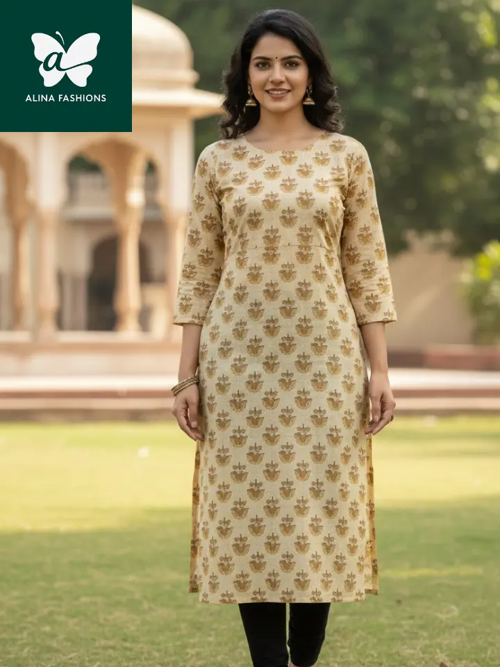 Handcrafted Resist-Dyed Ajrakh kurti material