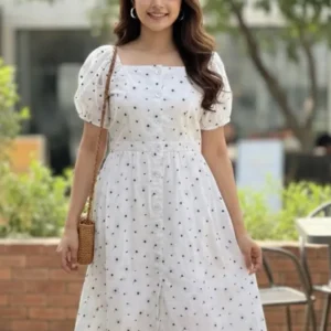 Floral frock made for comfort and durability