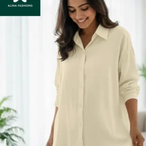 Cream White Relaxed Fit cotton shirt