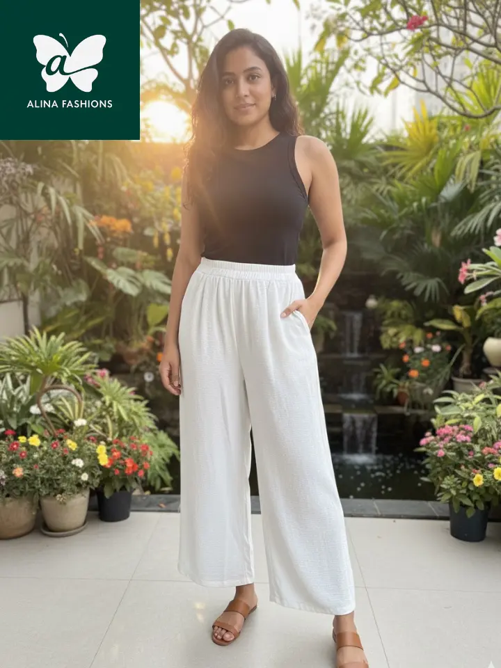 Effortless White Wide-Leg Trousers from Bangkok