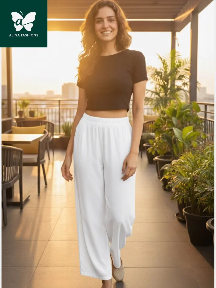 Effortless White Wide-Leg Trousers from Bangkok - Image 3