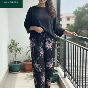 Elegant Dark Floral Lounge Pants