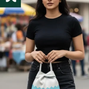 Aqua Zig-Zag Knit Knot Wristlet