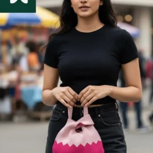 Fuchsia & Teal Zig-Zag Knot Mini Bag