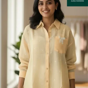 Chic Loose-Knit Linen-Look Yezi Top with Lace Bow Pocket